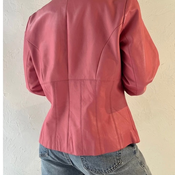 Y2k Genuine Leather Style & Co. NWOT Women’s Jacket in Coral, Size XL - Picture 4 of 9